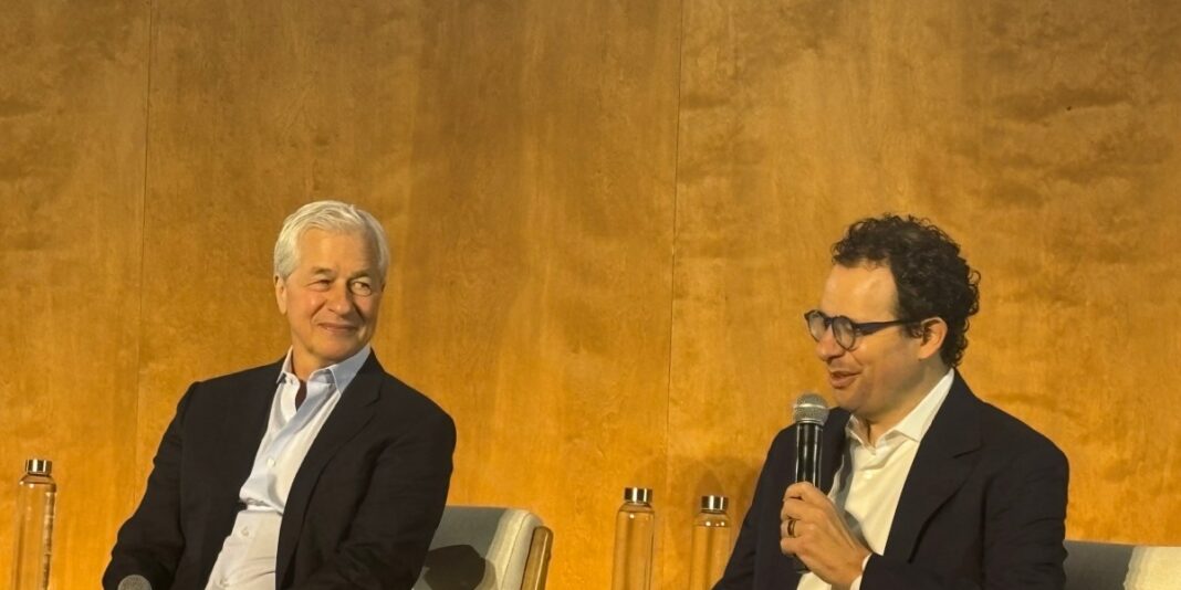 Jamie Dimon and Dario Amodei sidestep question about whether the AI cyber 'freakout' is warranted