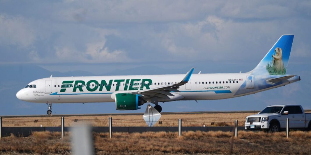 Pedestrian who jumped airport fence dies after being hit by Frontier plane, sparking engine fire