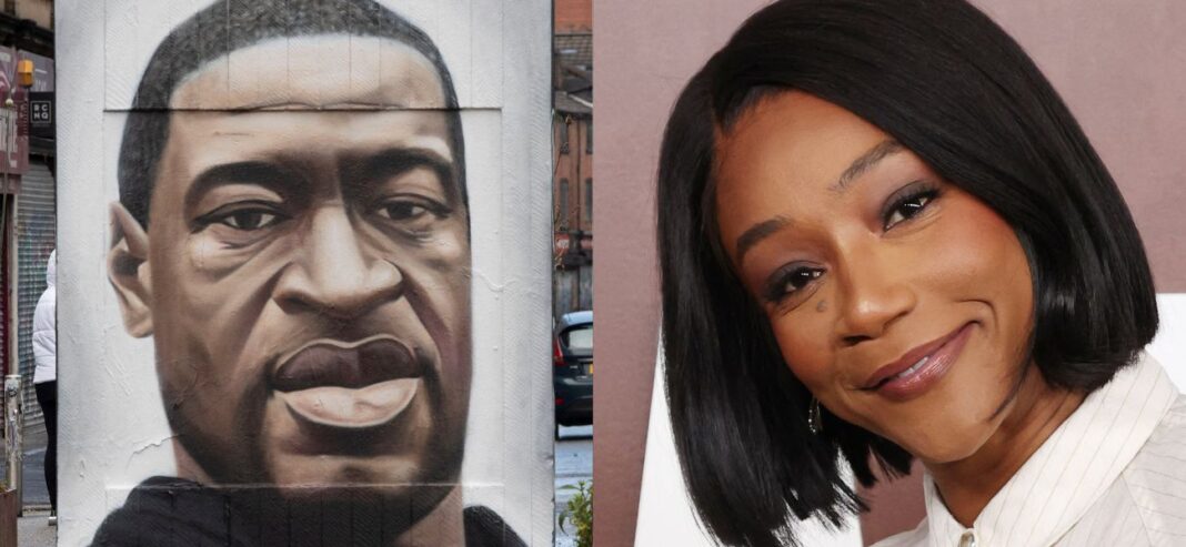 George Floyd painting (left) Tiffany Haddish (right)