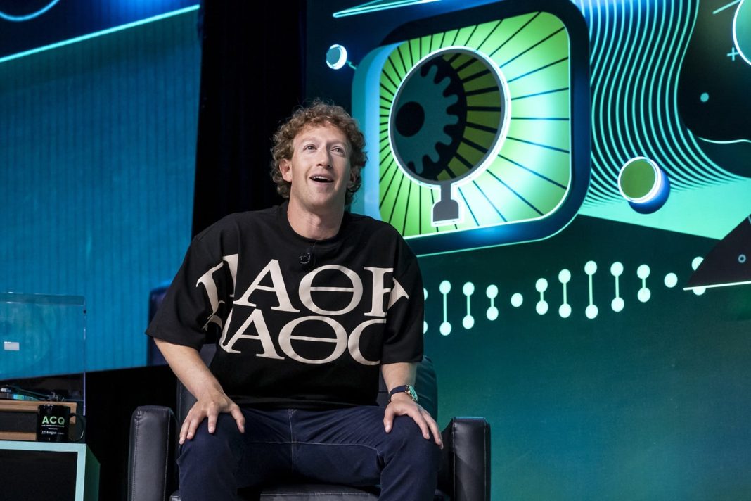 Mark Zuckerberg, chief executive officer of Meta Platforms Inc., during the Acquired LIVE event at the Chase Center in San Francisco, California, US, on Tuesday, Sept. 10, 2024. Listeners heard how Meta is playing a big role in defining the next decade of computing with AI.